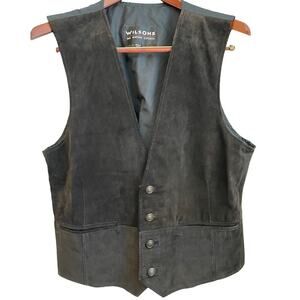Wilsons' vintage men's leather/suede vest in brown & black.